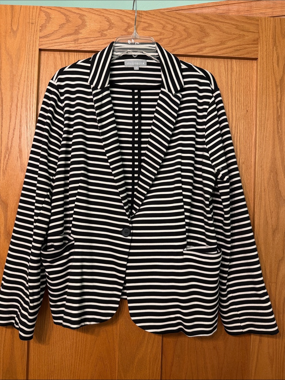 Olivia Moon Black and White Striped Blazer Jacket